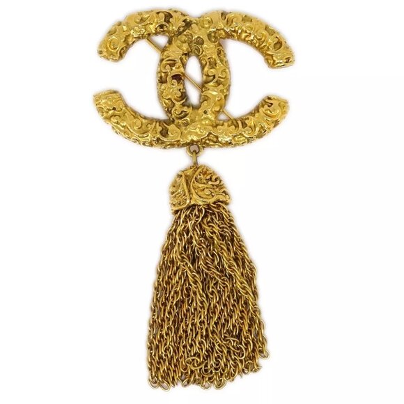 Chanel Fringe Brooch Pin Gold 93A - Picture 1 of 4
